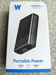 NEW Just Wireless Portable Power Bank 10,000mAh - Slate - New in Box - Sealed - Picture 1 of 6