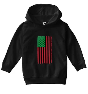 Distressed American Flag Africa Colors - Powerful Pride Toddler/Youth Hoodie - Picture 1 of 12