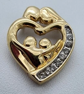 10k .417 YG Gold Mother & Child Heart w .09 Ctw Diamonds Pendant Au 2350 - Picture 1 of 10