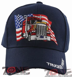 NEW! BIG USA FLAG TRUCK TRUCKER PRIDE BALL CAP HAT NAVY - Picture 1 of 4