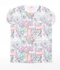 Marvel Comics Damen-T-Shirt weiß Polyester Basic Größe 10 Rundhalsausschnitt