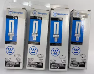 (4) Westinghouse 37040 5W G23 2 Pin 2700K F5TT/27 Fluorescent Bulb - Picture 1 of 7