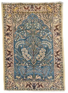 Handgeknüpfter Vintage Pashmin Koum Jagd Bildlich Wolle Vorleger 5,6 x 3,5 Fuß - Bild 1 von 8