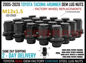 2005-2023 Toyota Tacoma 4 Runner Factory Style Lug Nuts Black 12x1.5 - Picture 1 of 5