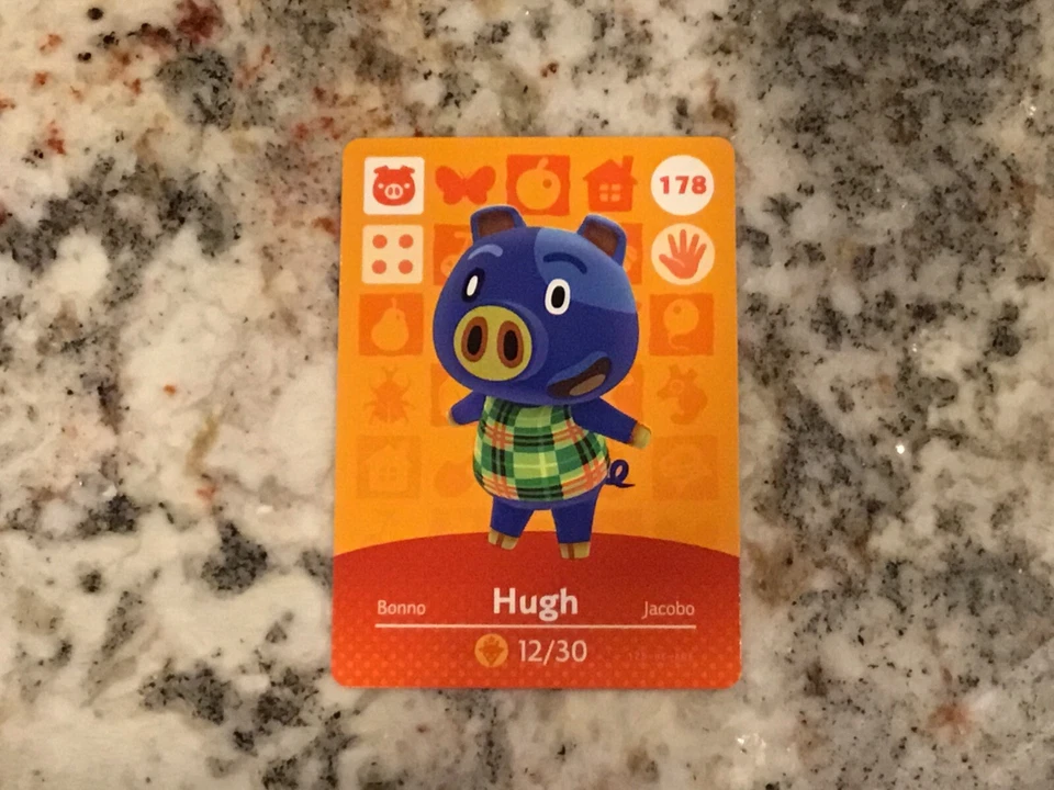 HUGH 178 Animal Crossing Amiibo Authentic Nintendo Mint Card From Series 2