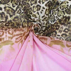 Print Chiffon 58'' Wide By Yards Digitally Pink Leopard Chiffon Fabric For Dress - Picture 1 of 7
