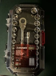 Husky Tools 24 PC Socket And Ratchet Box Set 1005 879 666 1/4in Drive - Picture 1 of 4