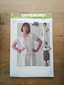7918 Jiffy Weste Rock & Jacke Gr. 12 ungeschnitten Vintage Simplicity Schnittmuster - Bild 1 von 2