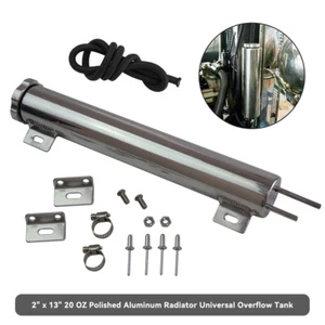 2x13 inch Polished Aluminum 20 oz OverflowTank Catch Can & 4AN 1Meter Oil Hose - Picture 1 of 9