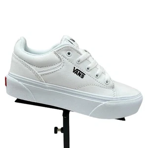 Vans Seldan Youth Girls Platform Canvas Shoes Size 3Y White Lace up Sneakers - Picture 1 of 12