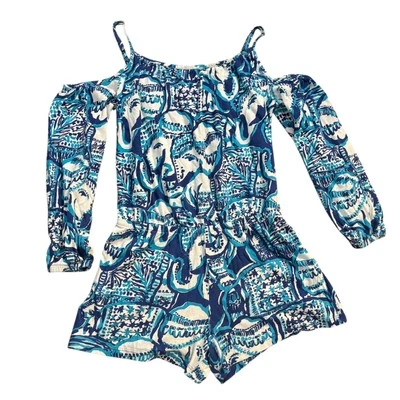 Lilly Pulitzer 连衫裤女孩大号 8-10 Keep Trunkin 中号露肩长 — 第 1/4 张图片
