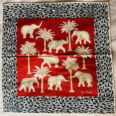 Bufanda de algodón Jim Thompson pañuelo tribal boho elefantes estampado de leopardo Foto 1 de 2