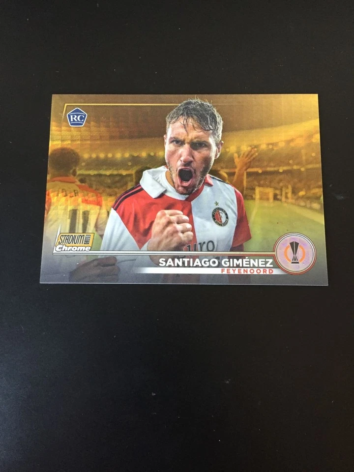 2022-23 Topps Stadium Chrome Santiago Gimenez RC Gold 11/50 Mexico AC Milan - Image 1 of 2