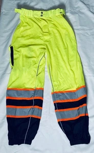 ML Kishigo Pants Men Size S/M Neon Green Yellow Safety Mesh Reflective Work EC - Picture 1 of 12