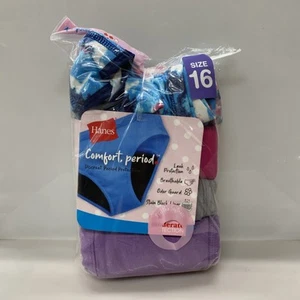 Hanes Comfort Period. Girls' Hipster Period Underwear 4 Pack Size 16 Damage Pack - Picture 1 of 3