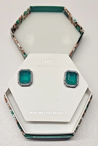 Bomb Party May 2025 Earrings ER48827 "A Bold Green Affair" Lab Emeralds w Quartz - Picture 1 of 8