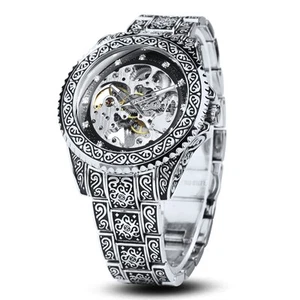 Skelett Automatik Mechanische Armbanduhren Automatik Herrenuhr Silber Bl... - Bild 1 von 6