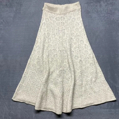 Falda Zara Pointelle Coord Acampanada Línea A Mujer Pequeña Beige Floral Tejida Informal Foto 1 de 4