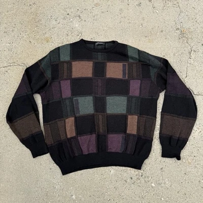 Vintage St Croix Sweater Men’s Large Geometric Color Block Knit Pullover Retro - Image 1 of 4