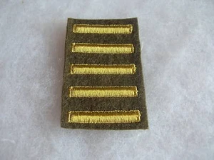 WWII 5 OVERSEAS BARS EMBROIDERED ON WOOL, MINT COND - Picture 1 of 2