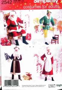 Santa Claus Suit Costume MR & MRS Elf Christmas Pattern Simplicity 2542 New - Picture 1 of 2