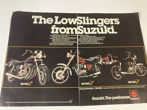 Pubblicità stampa moto Suzuki GS 550 GS 425L GS 750 GS 1000 1979 imbracature basse - Foto 1 di 3