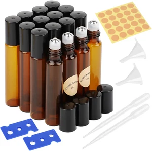 16 Pezzi Roll on Vuoto per Oli Essenziali, 10Ml Marrone Roll on Bottiglia Boccet - Foto 1 di 12