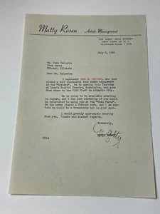 1952 Jack E Leonard Comedian Management carta vintage club nocturno - Imagen 1 de 2