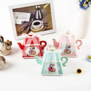 10/20/50 pezzi teiera stile europeo carta scatola caramelle regalo bomboniera matrimonio decorazione festa - Foto 1 di 9