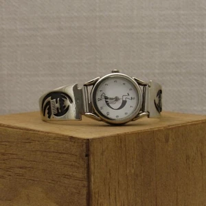 Navajo Rhoda Jack Sterling Silver Watchband with Kokopelli Watch face + - Picture 1 of 5