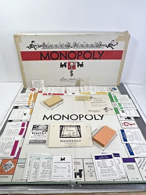 1946 White Box Monopoly Game #9 with Rare Airplane Token, Wood Houses & Hotels - Image 1 of 4