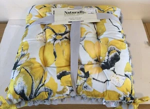 2 PACK NATURALLY DANNY SEO Yellow Mix Velvet Seat Pads 42cm x 42cm Ties BNWTS - Picture 1 of 9