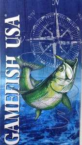 Toalla de baño de playa de terciopelo acuático Fish Gamefish EE. UU. 30x60 100 % algodón - Imagen 1 de 1