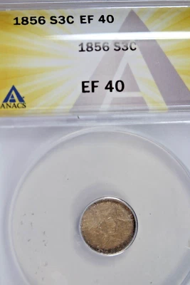 1856 Three Cent Silver : ANACS EF40 - Image 1 of 4
