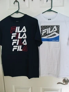 Lot of 2 FILA boys youth size XL 18 short sleeve tees t-shirt Navy White - Picture 1 of 5