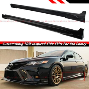 FOR 2018-24 TOYOTA CAMRY LE SE XSE XLE TR STYLE GLOSS BLACK SIDE SKIRT EXTENSION - Picture 1 of 5