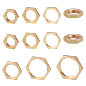 1/8 1/4 3/8" 3/4" 1/2" 1" BSP Female Thread Nut Brass Pipe Fitting Hex Lock Nuts - Picture 1 of 10