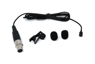 Black Lavalier Lapel Mic w/ 3-pin mini XLR for Phenyx Pro Wireless Belt Packs