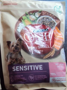 MHD Ablauf SALE 3 x 800g Purina One Hund Mini Sensitive mit Lachs Packung NEU - Bild 1 von 1