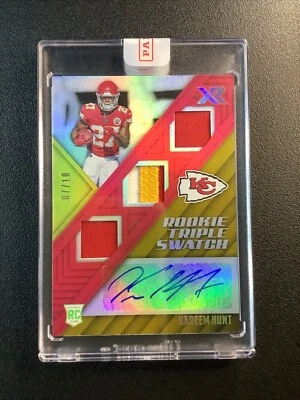 2017 Panini XR Rookie Tripple Swatch Auto Gold 7/10 ( SEALED) KAREEM HUNT CHIEFS - Image 1 of 2