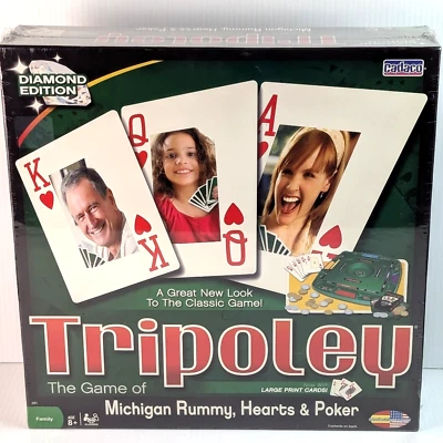 Cadaco Tripoley Diamond Edition Michigan Rummy, Hearts, & Poker LARGE PRINT CARD - Image 1 of 4