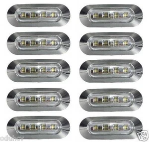 #10 X Biała boczna chromowana osłona Marker LED 24V Światło do ciężarówki Autobus Ciężarówka Mężczyzna DAF - Zdjęcie 1 z 6