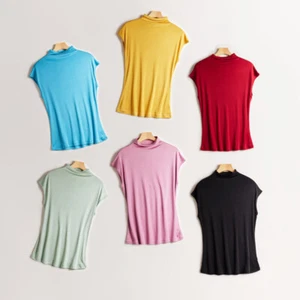 Women Mulberry 100% Silk Mock Neck Shirt Solid Color Camisole Blouse Tank Top - Picture 1 of 32
