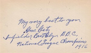 Gus Getz- Signed Vintage Notecard