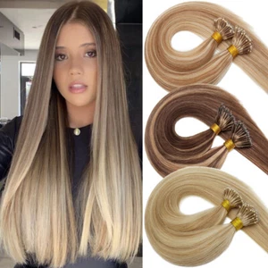 14"-24" 1g 8A* Nano Ring Double Drawn Armenian/Indian Remy Human Hair Extensions - Picture 1 of 65