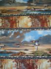 First Light wildlife autumn birds geese flying trees stripe South Sea fabric