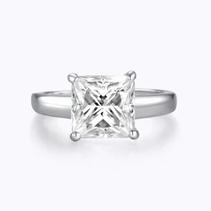 Ladies 925 Sterling Silver 1.5 Carat Princess Cut White Sapphire Solitaire Ring - Picture 1 of 10