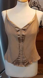 Top estilo croset dorado de seda Roberto Cavalli ~ talla L ~ envío gratuito - Imagen 1 de 9