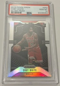 COBY WHITE 2019 PANINI PRIZM SILVER PRIZM HOLO REFRACTOR PSA 10 GEM BULLS UNC RC - Picture 1 of 3