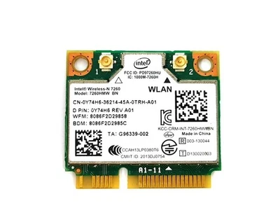 Intel Wireless-N 7260 WLAN WiFi 802.11 a/b/g/n BT 4.0 Mini PCI Express Y74H6 - Image 1 of 2